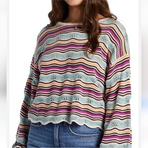 Striped Roxy Crochet Women’s Light Sweater